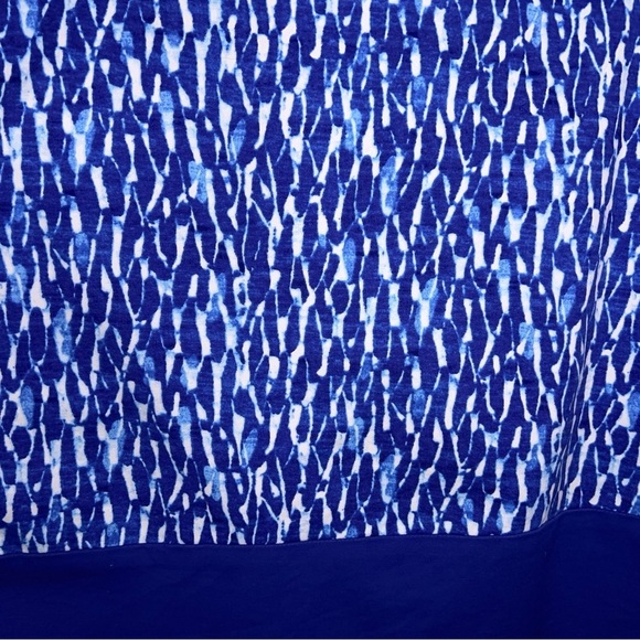 Size 10 Michael Kors Blue White Skirt Abstract Print Cotton Blend Vibrant - Picture 7 of 9